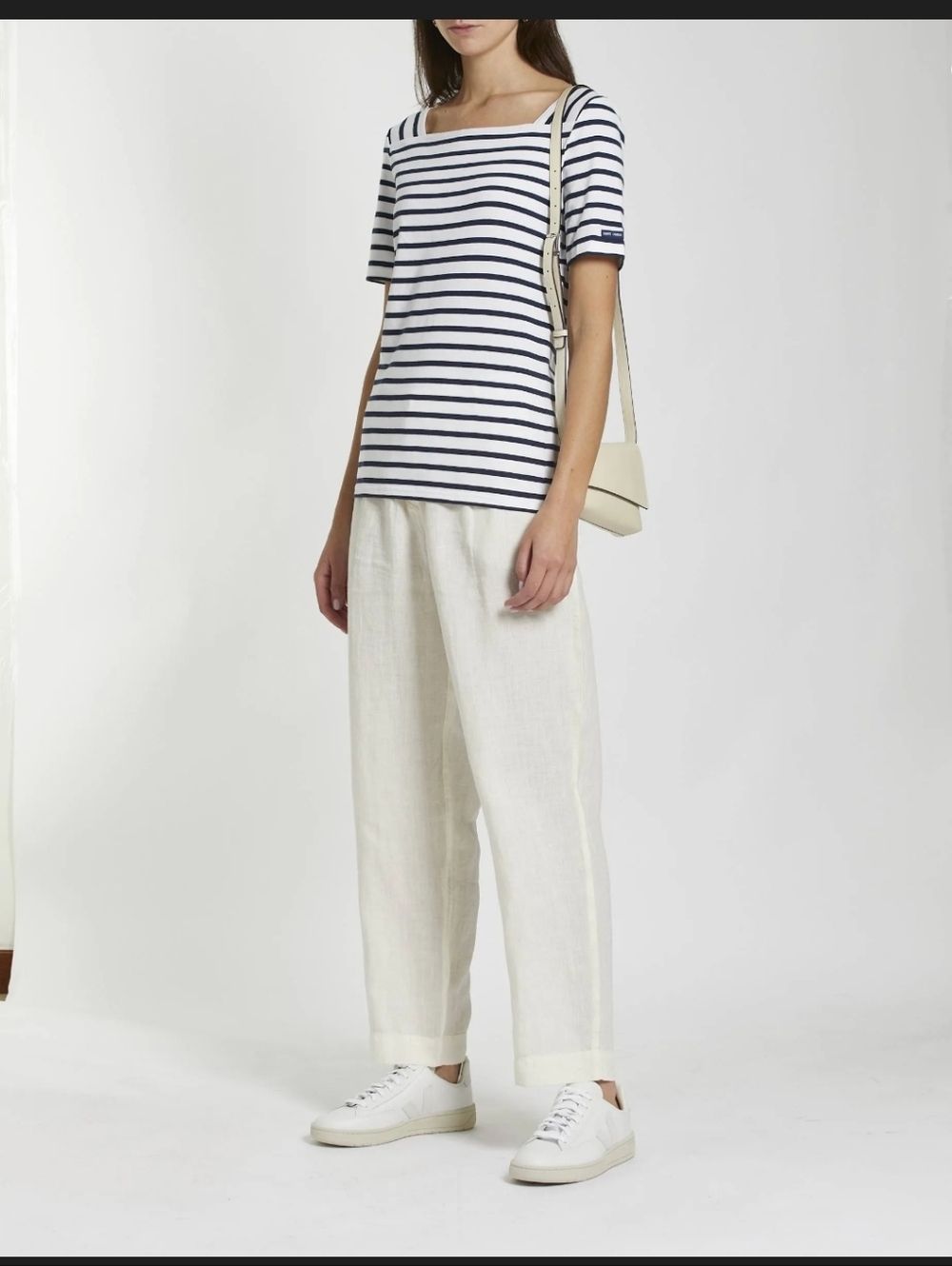 Saint James Navy and White Striped Short Sleeve Tee US 16